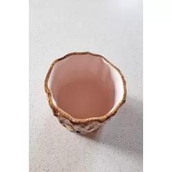 El Yapımı Seramik Kütük Saksı